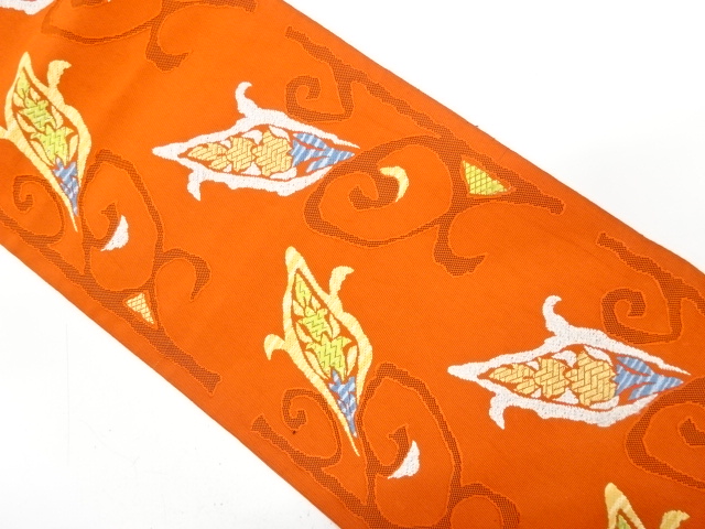 JAPANESE KIMONO / ANTIQUE NAGOYA OBI / SILK / TSUZURE / WOVEN FLORAL ARABESQUE